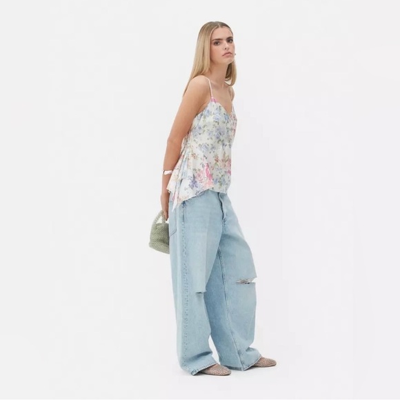 RITA ORA floral draped satin camisole shirt top LIKE NEW - Picture 6 of 10